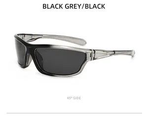 Side view of polarized sports cycling sunglasses in black and grey gradient finish