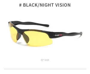 45-degree side view of sports polarized night vision sunglasses with yellow lenses