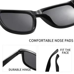 Polarized square sunglasses detail with durable hinges and comfortable nose pads