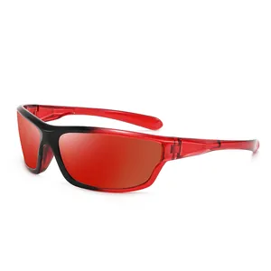 Professional red polarized cycling sunglasses with sporty gradient frames for men and women