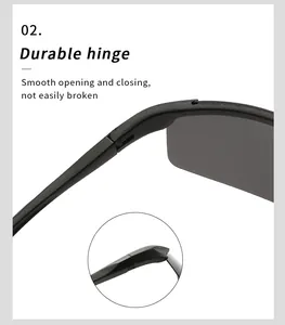 Detailansicht des langlebigen Scharniers einer polarisierten Sportsonnenbrille.