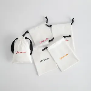 Bolsa de Joyería de Antelina Cordón Pequeñas Bolsas de Regalo Para Embalaje de Joyas Almacenamiento Accesorios Blanco Negro