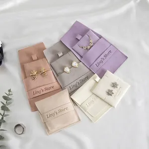 Pochettes à bijoux de luxe en microfibre suédée de différentes couleurs pour bagues et boucles
