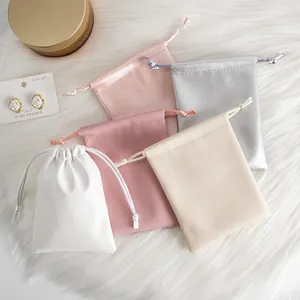 Multi Color PU Leather Drawstring Pouch Jewelry Storage Bag Dustproof Mini Packaging Bag For Lipstick Earphones Accessories