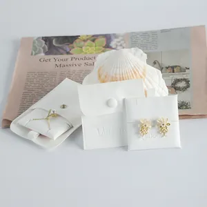Microfiber Velvet Jewelry Storage Pouch With Snap Button Flap Jewelry Gift Bag For Necklace Ring Earrings Organization