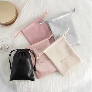 Premium multi-color PU leather drawstring pouches for jewelry and accessory storage bags