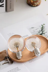Gros plan d'ornements en boule de cristal de pissenlit en forme d'ampoule unique