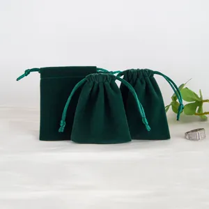 Bolsitas de Joyería de Ante de Microfibra Verde Oscuro Con Cordón Bolsas de Regalo para Anillos Pendientes Pulseras Almacenamiento Joyas