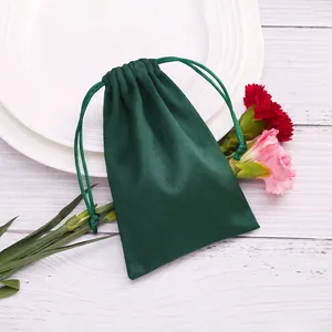 Dunkelgrün Samt Kordelzug Schmuckbeutel Weich Flannel Geschenkbeutel Klein Verpackungsbeutel Für Ohrringe Ringe Halsketten Kosmetik Lagerung