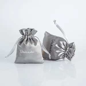 Bolsa con Cordón de Satén Minimalista Plata Estuche de Embalaje de Joyería Bolsa de Regalo a Prueba de Polvo Para Boda Fiesta de Cumpleaños Almacenamiento de Artículos Pequeños