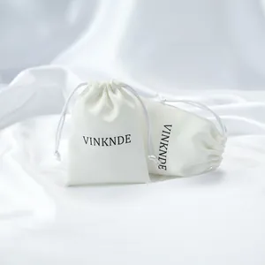 Premium cream satin drawstring dust bag for luxury jewelry and cosmetics storage protection