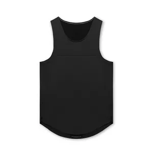 Black quick-dry athletic tank top for men, casual sleeveless training gym jersey shirt