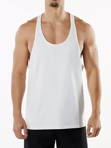 Men's Cotton Racerback Tank Top Breathable Gym Workout Sleeveless Muscle Vest For Running Training Bodybuilding