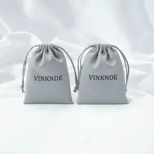 Grey Satin Drawstring Bag Silky Travel Storage Pouch For Jewelry Underwear Accessories Dustproof Packing Organizer
