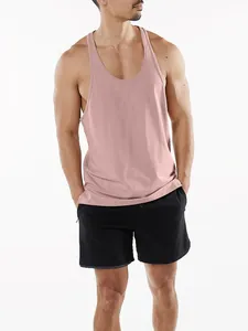 Breathable men's dusty rose stringer tank top for gym workout, fitness and running