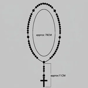 Größenreferenz für 8mm Mala-Perlenkette mit Kreuzanhänger, 78cm Umfang Länge.