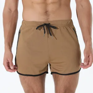 Pantalones cortos deportivos de secado rápido con cordón y textura de malla