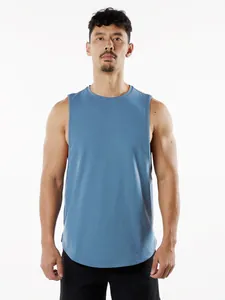Premium men's athletic blue sleeveless tank top for fitness and basketball training