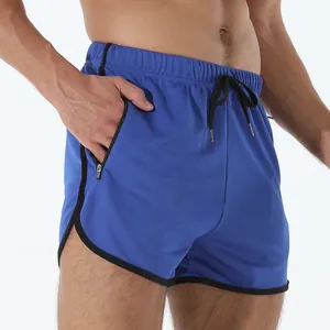 Pantalones cortos de deporte azules para hombre con bolsillo con cremallera