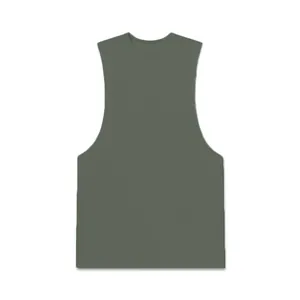 Vue de face d'un débardeur de musculation vert olive pour entraînement de fitness pro