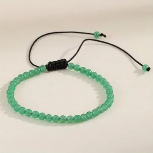 Handcrafted 4mm natural green agate bead bracelet with adjustable cord for energy healing