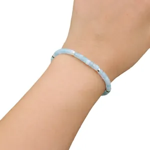 Armband van natuurlijke aquamarijnstenen met zilveren afstandhouders voor dames