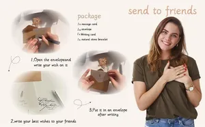 Instructional guide for natural stone bracelet gift set with envelopes and cards
