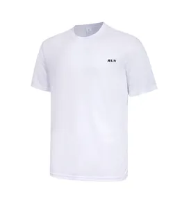 Detailed texture view of white quick-dry sports t-shirt with breathable grid pattern