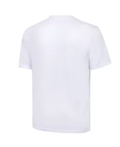 Back view of a white quick-dry men's sports t-shirt with small grid texture
