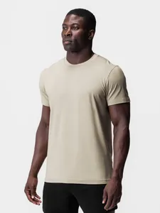 Men's muscle fit cotton stretch crew neck T-shirt for fitness and gym wear