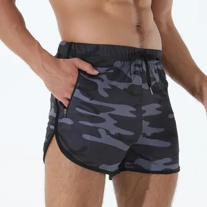 Pantalones cortos deportivos de camuflaje de secado rápido para hombre, running y fitness