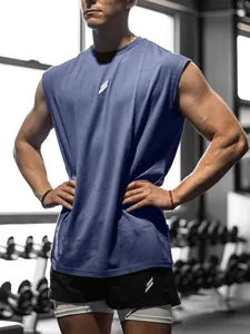 Canotta da fitness in mesh blu da uomo per allenamento traspirante