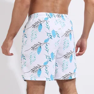 Vue arrière détaillée d'un short de plage imprimé pour hommes avec taille élastique confortable.