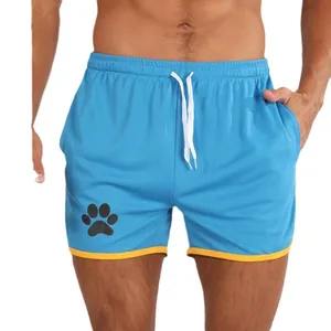 Pantaloncini sportivi professionali blu da uomo in mesh traspirante con coulisse elastica.