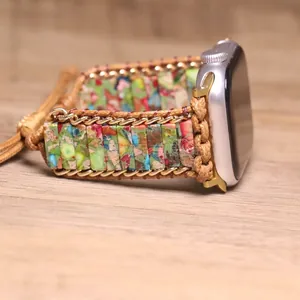 Cinturino bohémien in pietre naturali per Apple Watch con cordino intrecciato