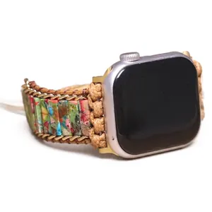 Cinturino in perle di pietra naturale bohémien fatto a mano per serie Apple Watch