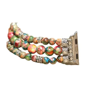 Multicolor natuurlijke keizerlijke steen kralen elastische band voor Apple Watch-accessoire