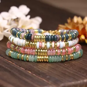 Braccialetto Regolabile in Pietra Naturale e Acciaio Inossidabile Fatto a Mano per Donna Gioielli Minimalisti con Perline di Abaco Stile Bohémien
