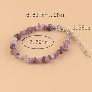 Bracelet en éclats d'améthyste naturelle avec chaîne d'extension réglable et fermoir mousqueton