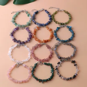 Natural Crystal Irregular Gravel Bracelet For Women Men Adjustable Alloy Lobster Clasp Gemstone Chip Chain Jewelry Gift