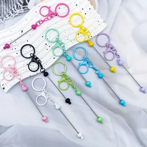 Variety of colorful painted beadable lobster clasp keychains for DIY bag charm making