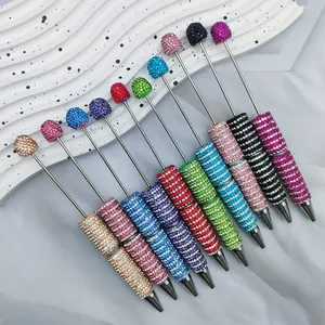 Colorful DIY rhinestone beadable ballpoint pens with striped full drill sparkling patterns
