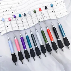 Macaron colored retractable beadable ballpoint pens with ergonomic sponge grips