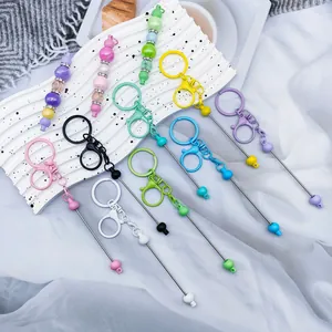 Lobster Clasp Beaded Keychain Bar Painted Metal DIY Jewelry Bag Pendant Decoration Accessory For Bag Hanging Women Girls Gift
