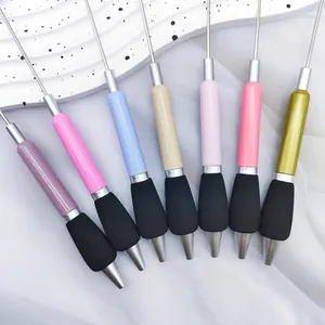 Macaron beaded ballpoint pens set with comfortable sponge grip for DIY craft projects