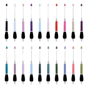Assortment of twenty macaron color DIY beadable ballpoint pens with ergonomic black sponge grips