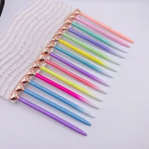 Metal Gradient Ballpoint Pen Heart Shape Top Rose Gold Accents Business Gift Office Writing Stationery Pen
