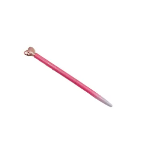 Elegant gradient pink metal ballpoint pen featuring a rose gold heart-shaped top ornament