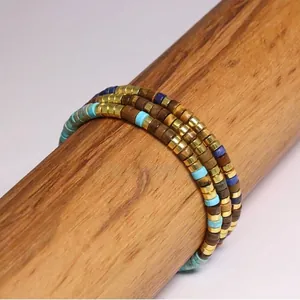 Handgemaakte bohemian natuursteen armband met 2x4mm Morse code afstandshouders