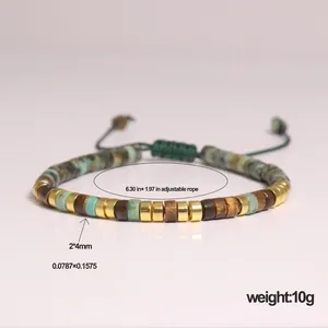 Boheems 2x4mm natuursteen Morsecode schijfkralen armband met een verstelbaar koord.
